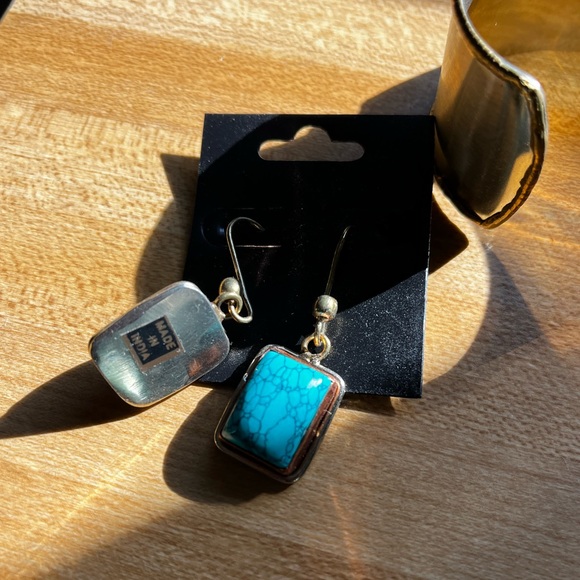 Bezeled Turquoise Earrings - Picture 2 of 2